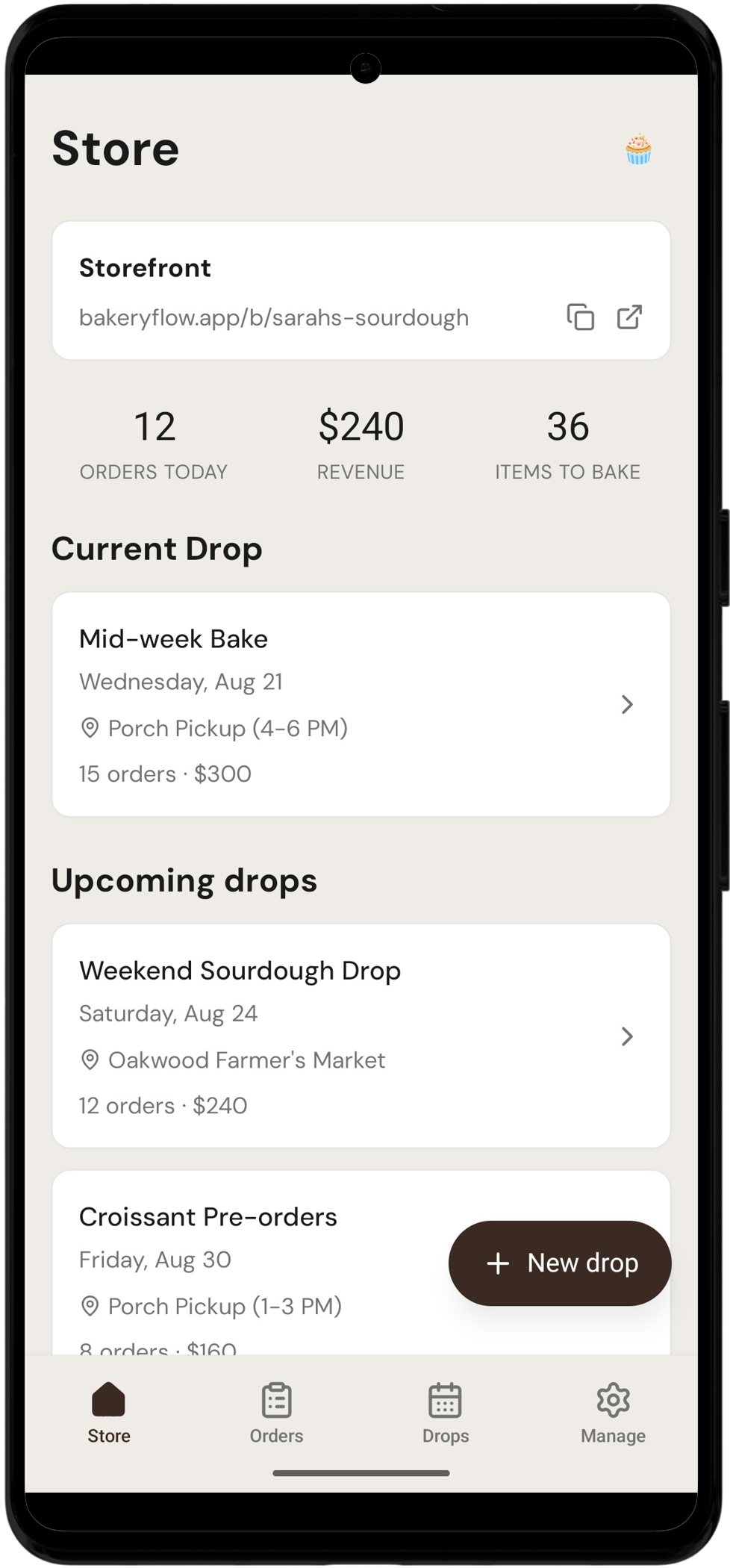 BakeryFlow mobile view