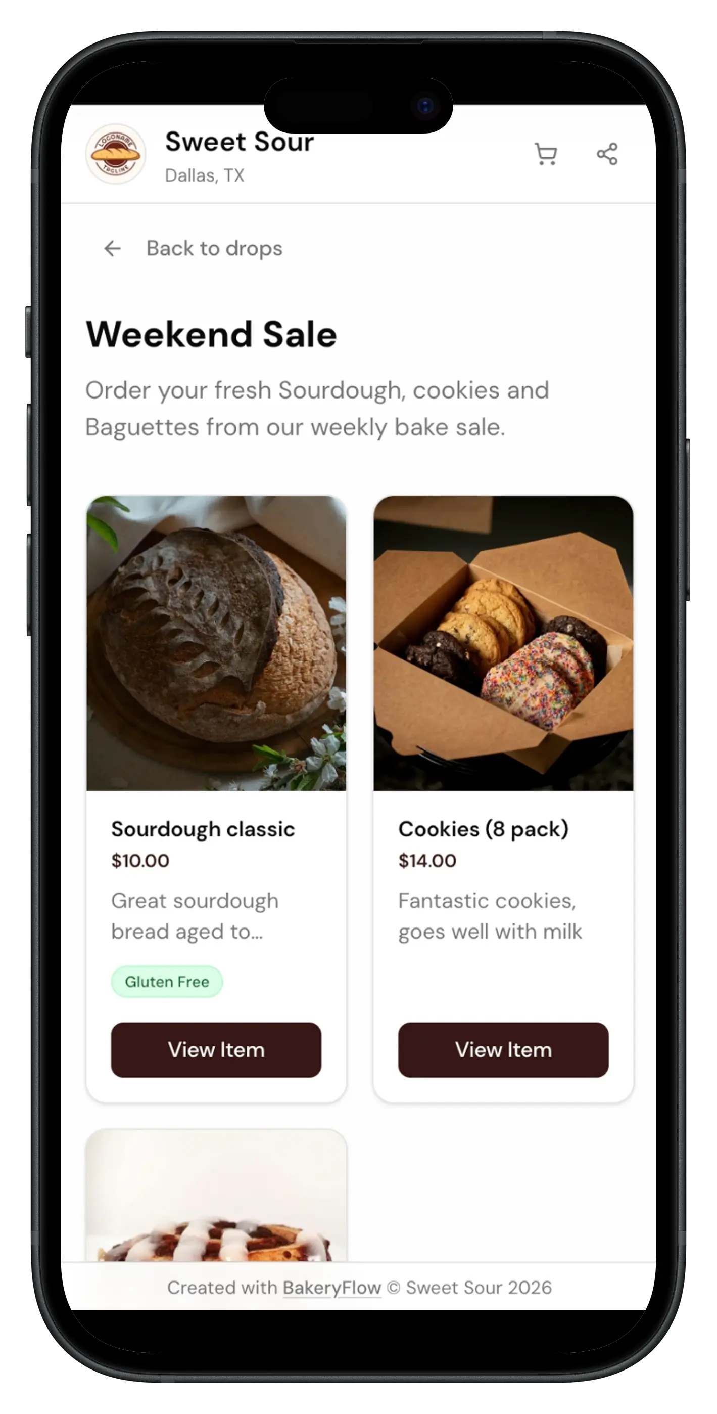 BakeryFlow mobile app storefront